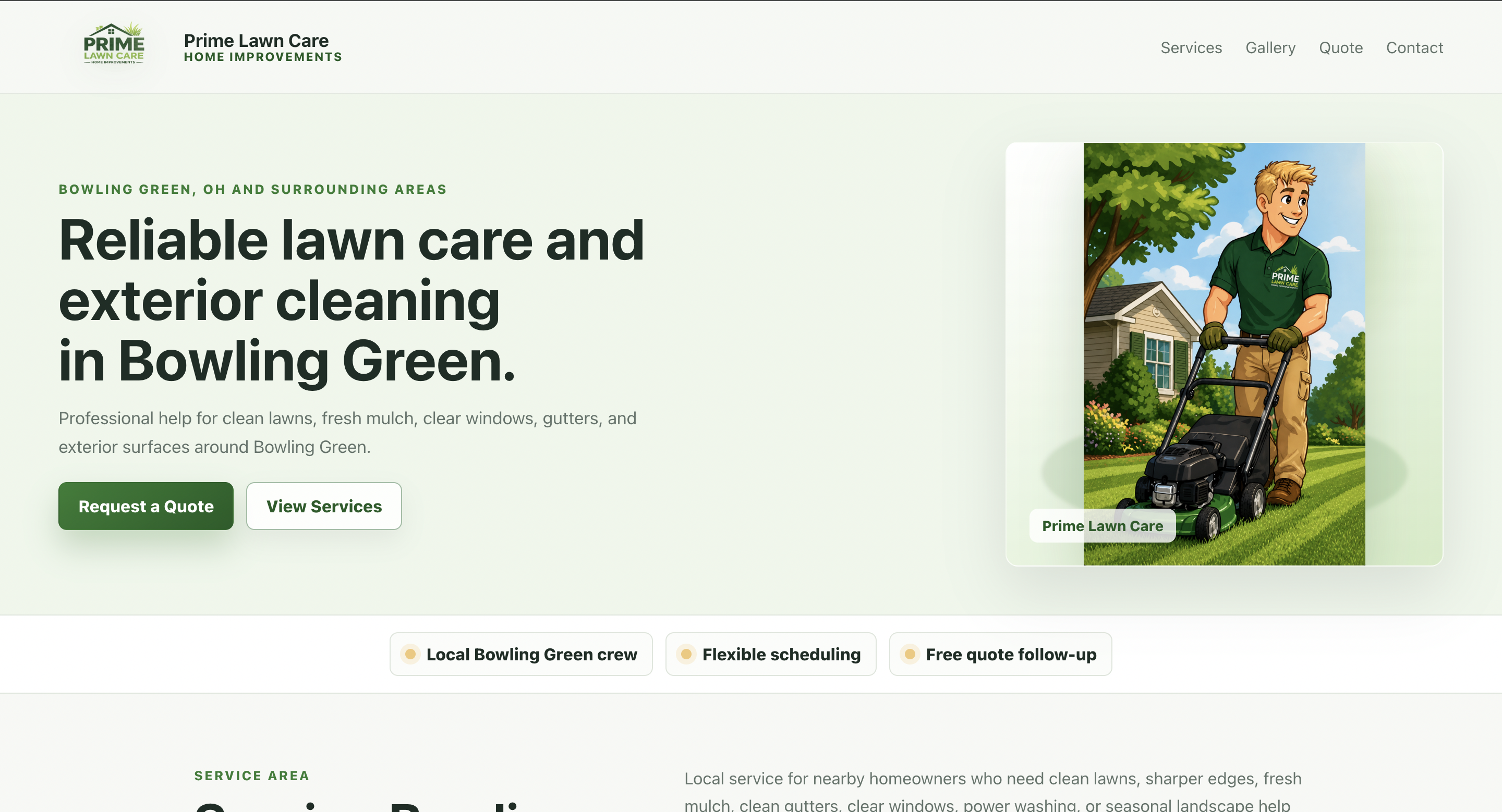 Prime Lawn Care website preview